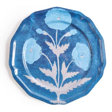 Blue Floral Melamine Plates (set of 4)