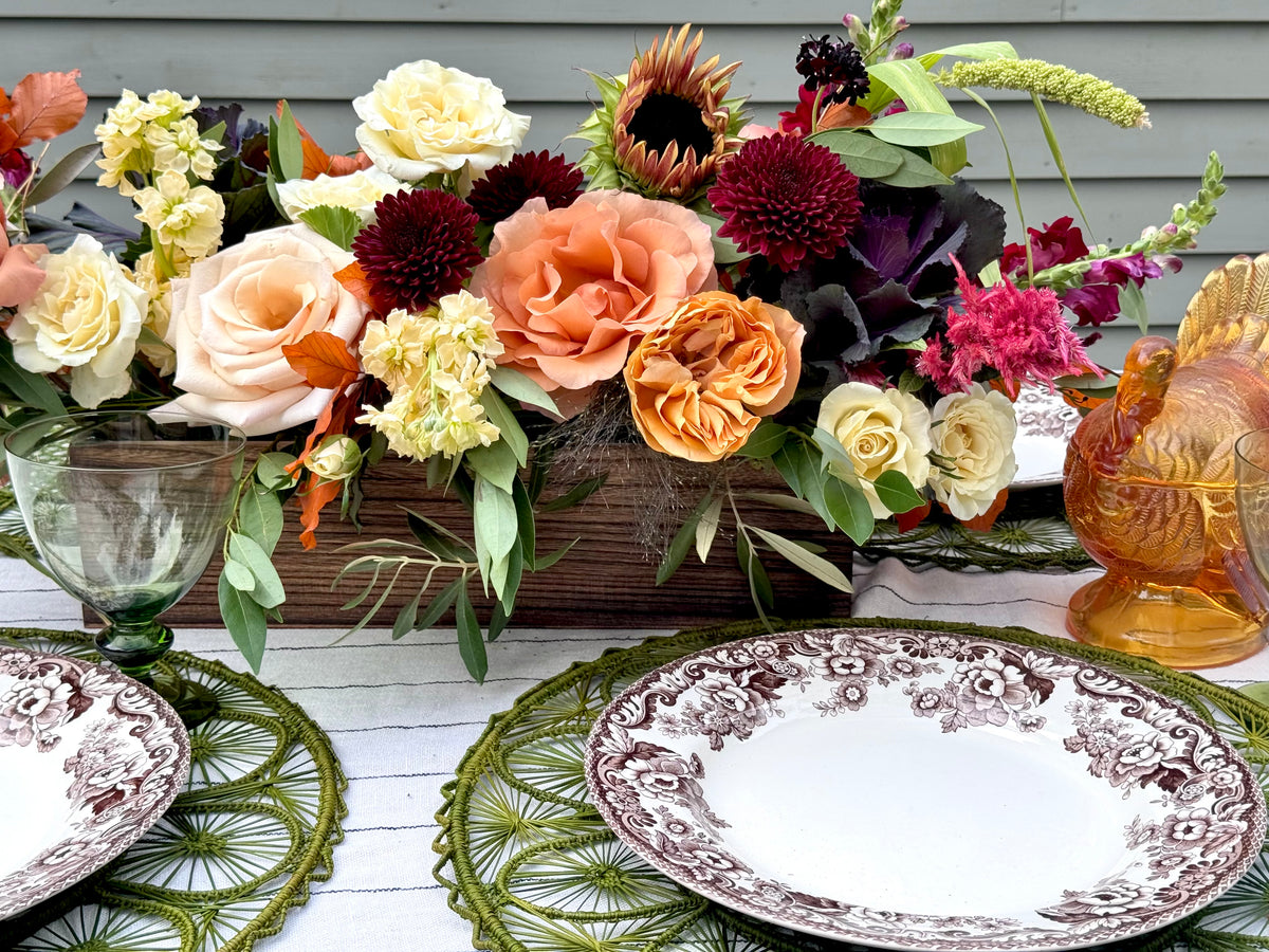 Seasonal Long and Low Thanksgiving Centerpiece | Fox and the Fleur