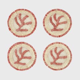 Coral straw coaster (set of 4)